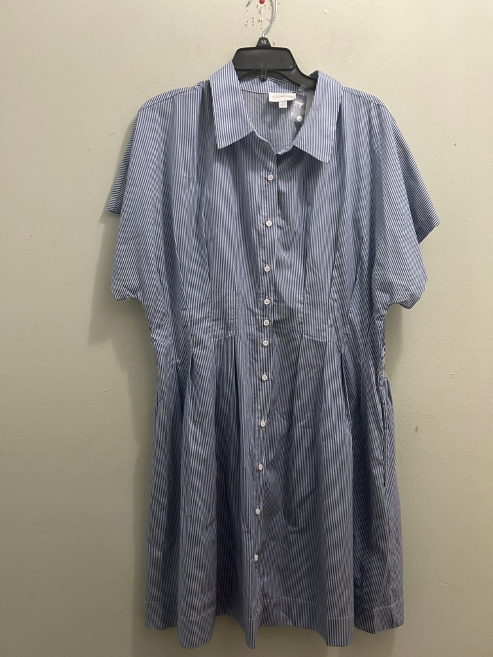 Sugarlips Blue-White Striped Button Front Mini Dress - Picture 2 of 5